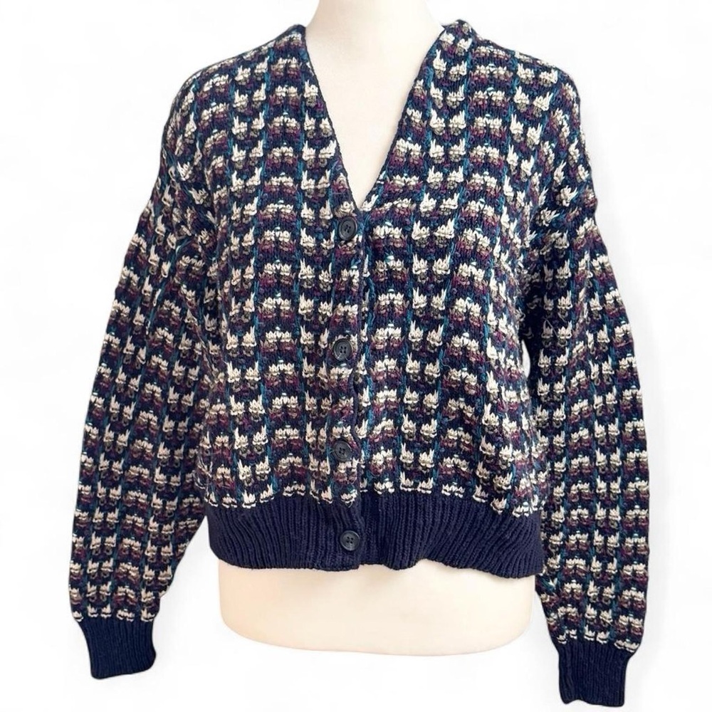 Vintage Cape Isle Knitters Cardigan Sweater S/M Textured Knit